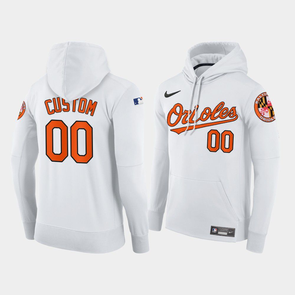 Men Baltimore Orioles #00 Custom white home hoodie 2021 MLB Nike Jerseys